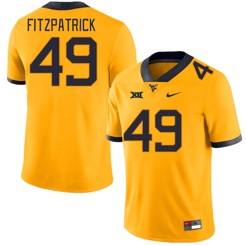 Men #49 Taran Fitzpatrick West Virginia Mountaineers College Football Jerseys Stitched Sale-Gold - Click Image to Close
